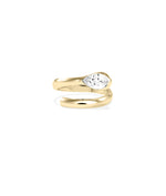 Pear lab diamond bypass solitaire ring in 14K yellow gold
