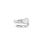 Pear lab diamond bypass solitaire ring in 14K white gold