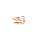 Pear bypass solitaire lab diamond ring in rose gold dainty style