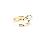 Pear bypass lab diamond solitaire ring in 14K yellow gold side profile