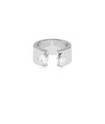 Open band pear marquise lab diamond ring in 14K white gold