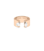 Open band pear marquise lab diamond ring in rose gold