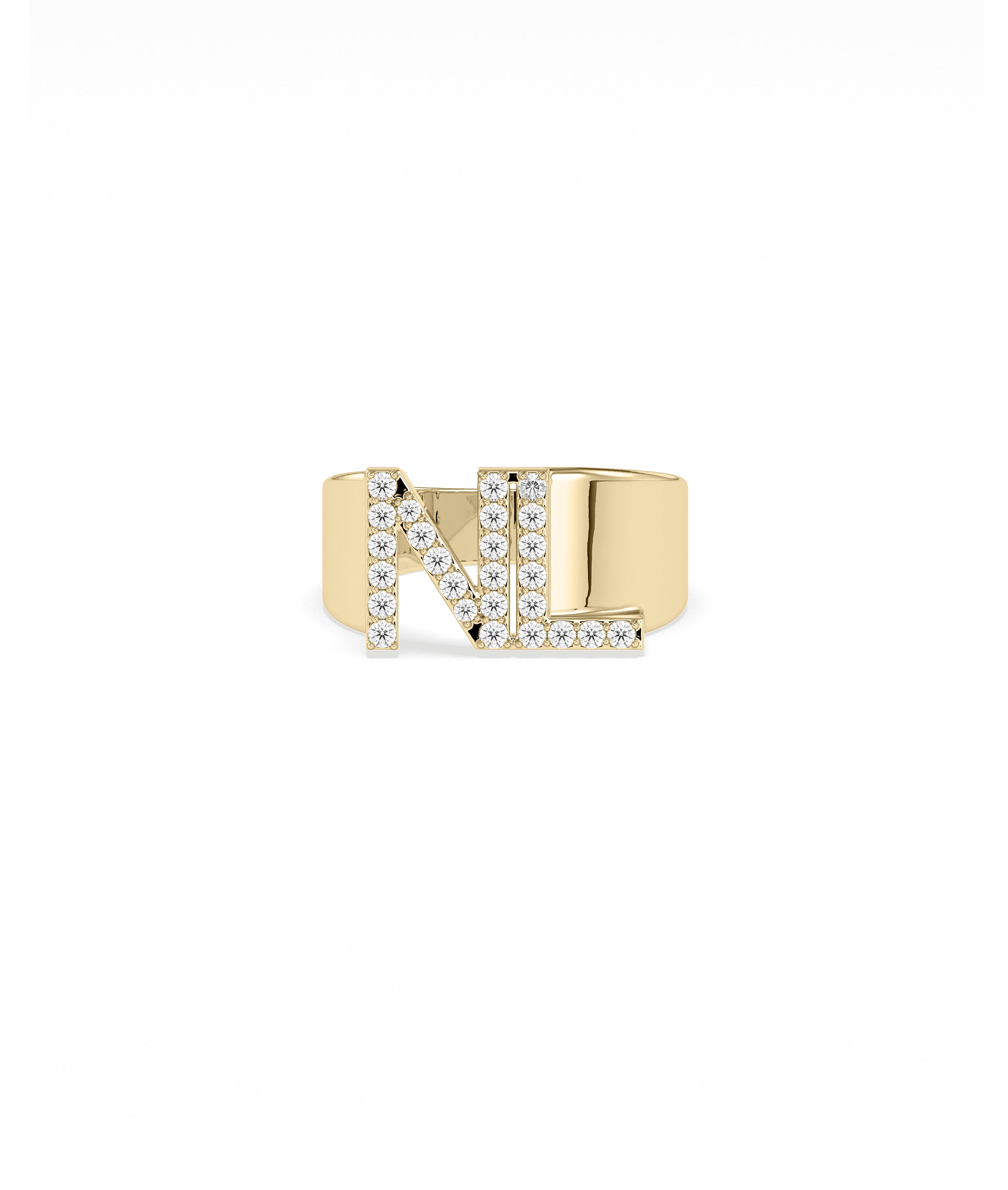 Bold diamond initials gold ring personalized fine jewelry custom band