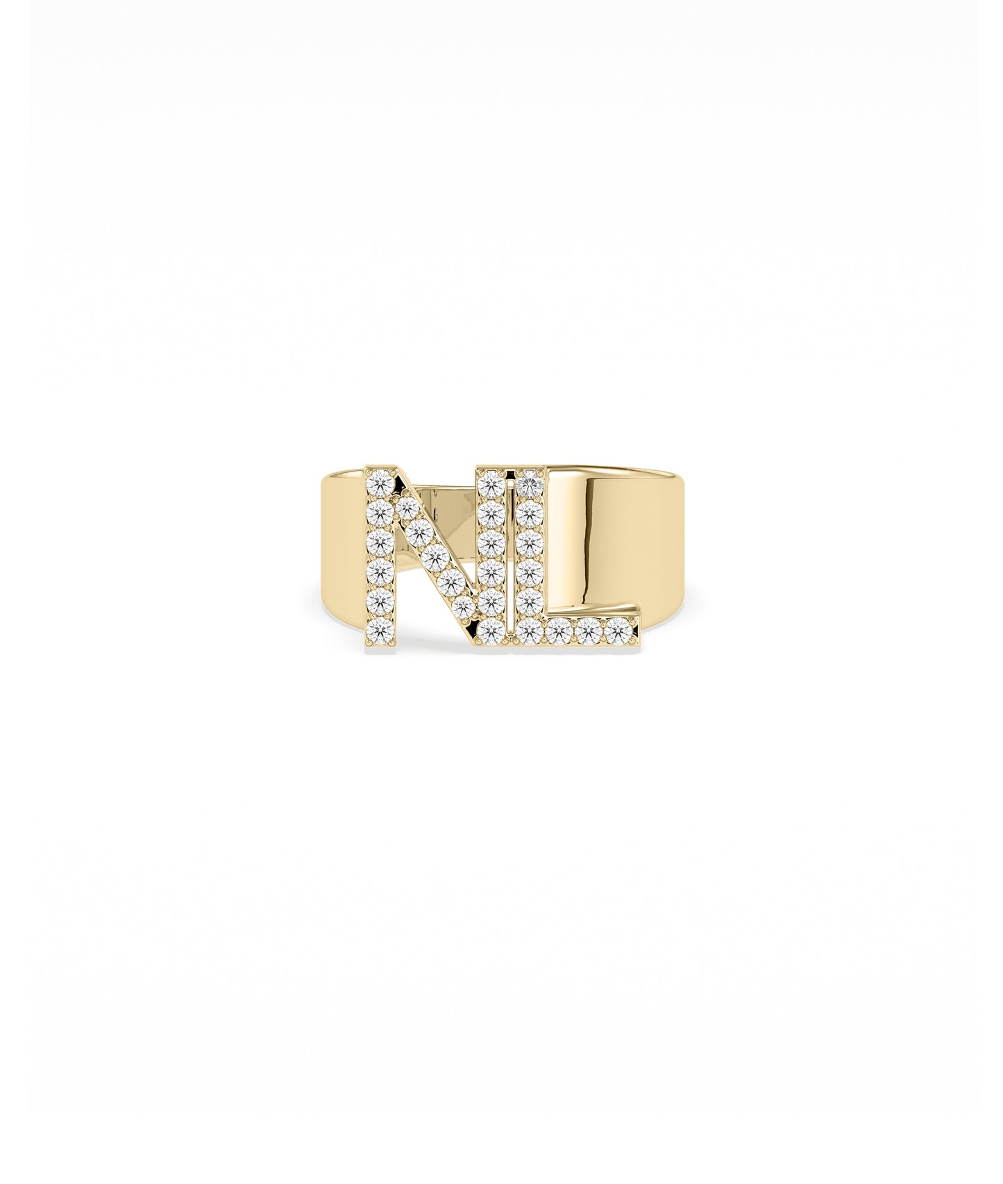Bold diamond initials gold ring personalized fine jewelry custom band