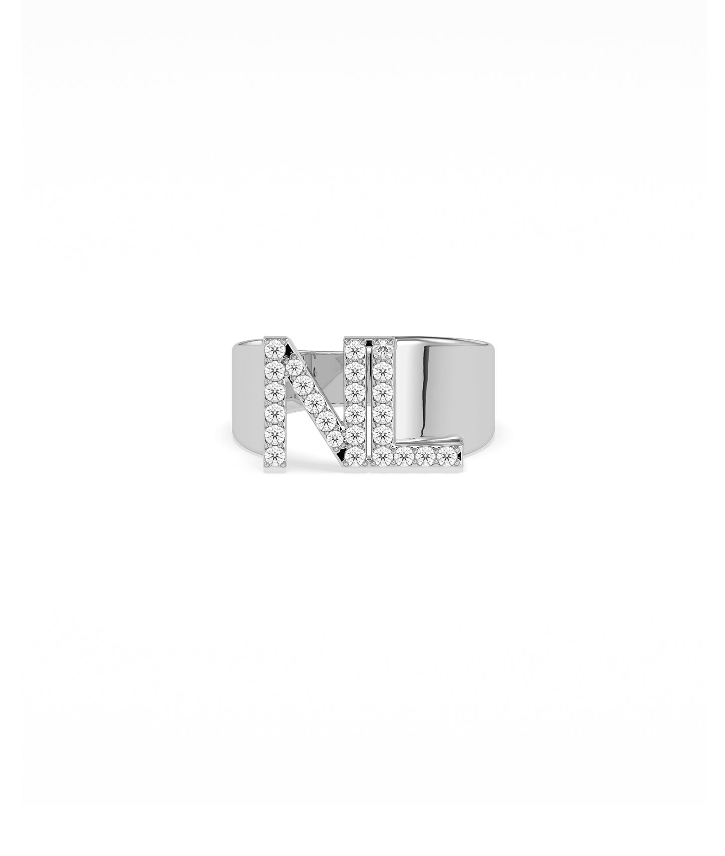 Bold diamond initials gold ring personalized fine jewelry custom band