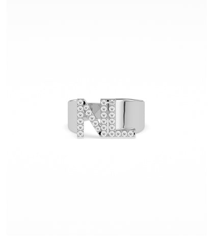 Bold diamond initials gold ring personalized fine jewelry custom band