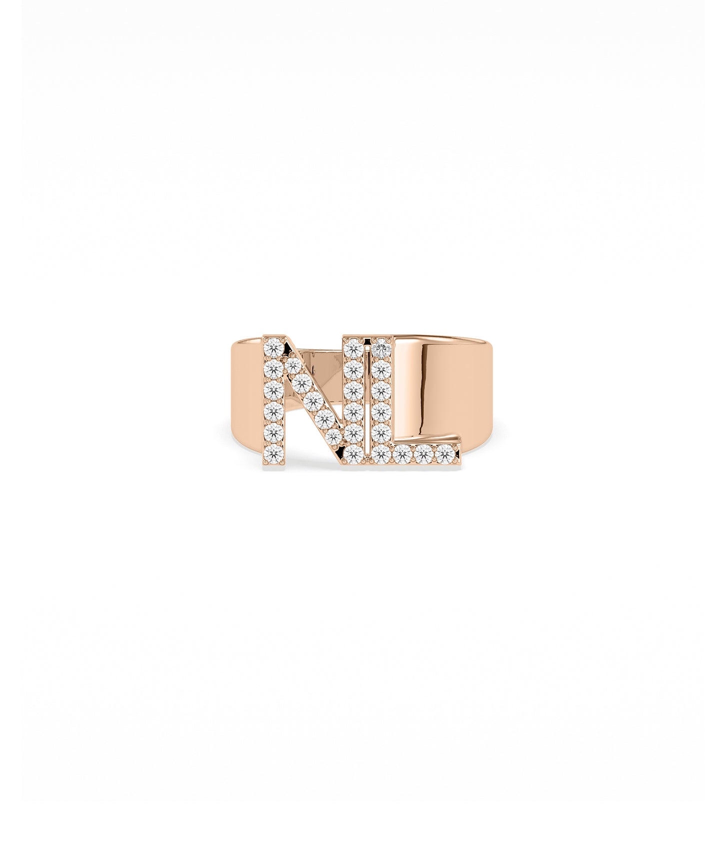 Bold diamond initial letters gold ring personalized fine jewelry band