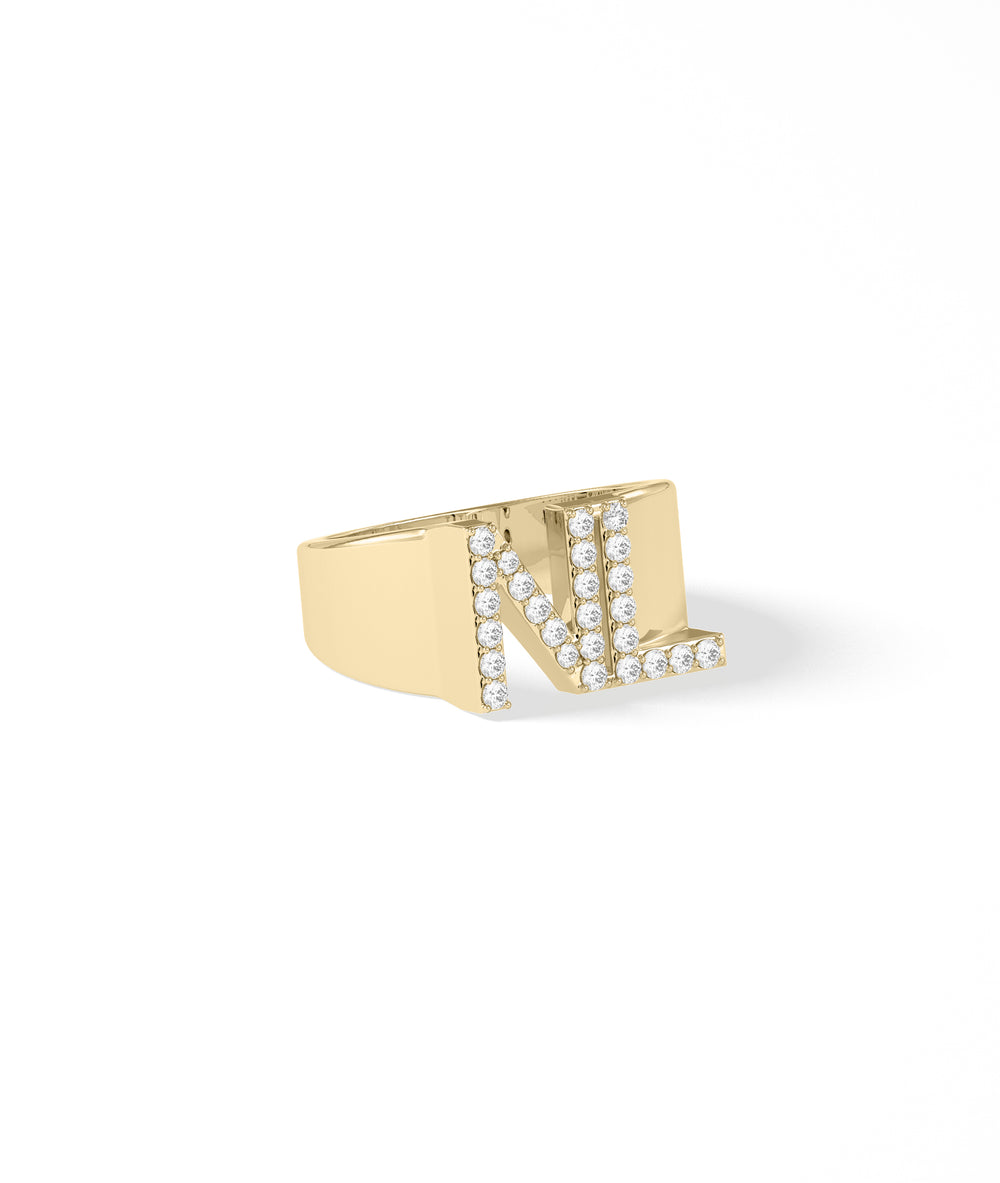 Bold diamond initials gold ring personalized fine jewelry custom band