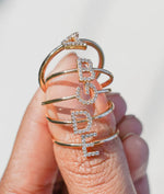 Lab diamond initial letter ring in 14K solid gold personalized