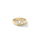 Dual Oval Heart Diamond Bezel Band Ring media