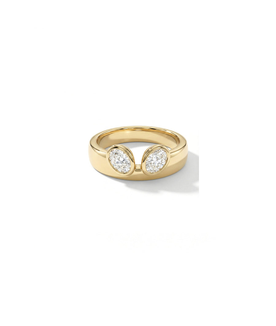 Dual Oval Heart Diamond Bezel Band Ring media