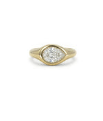 Bezel set diamond solitaire pinky ring in 14K yellow gold