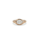 Bezel set pinky diamond solitaire ring in 14K rose gold