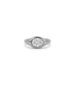 Bezel set diamond solitaire pinky ring in 14K white gold