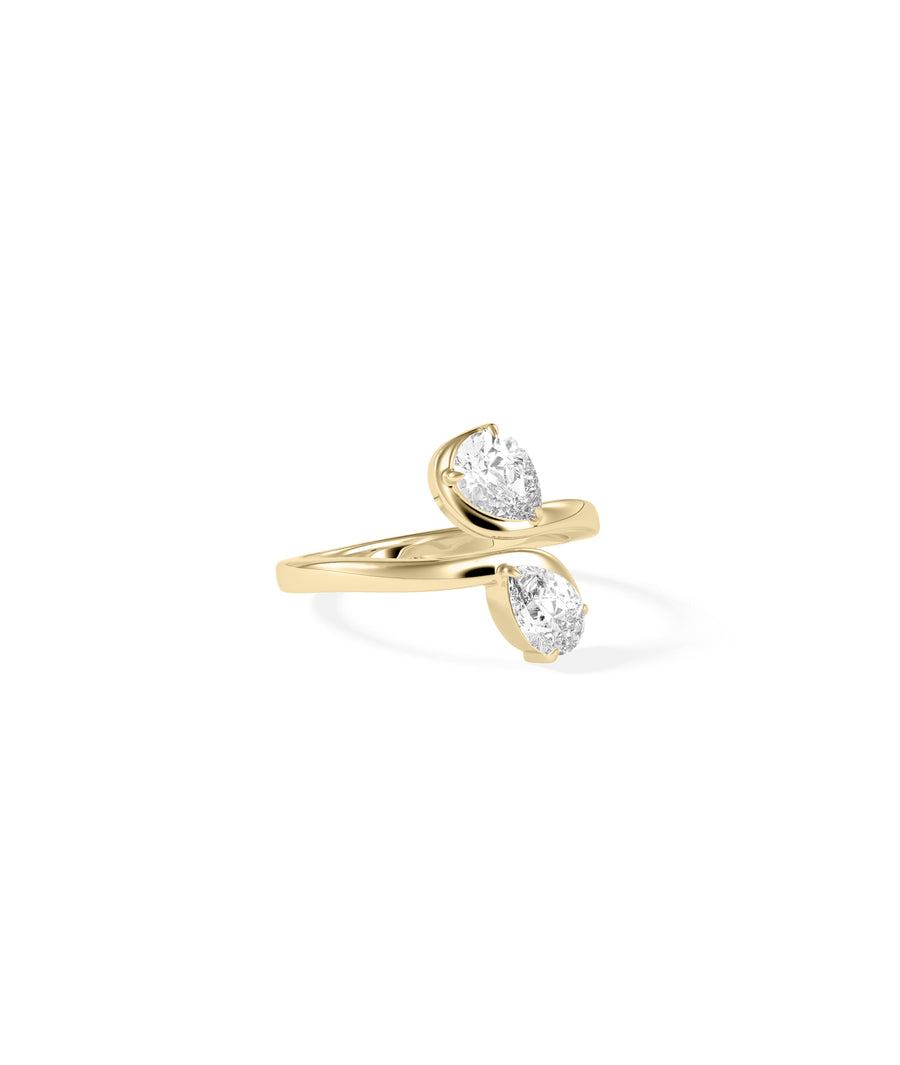 Bypass Two-Stone Pear Lab Diamond Ring media