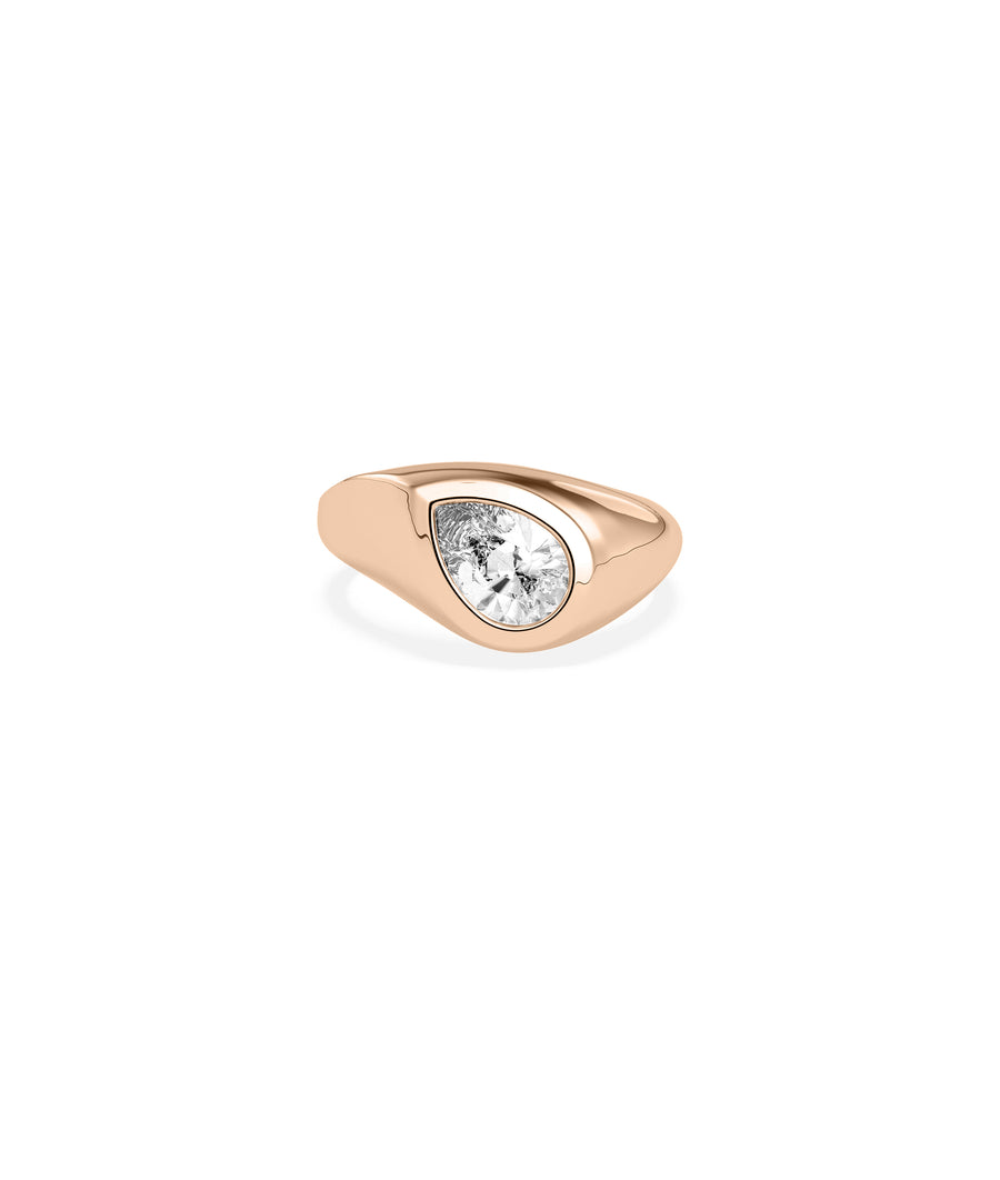Bezel Pear Lab Diamond Signet Ring media