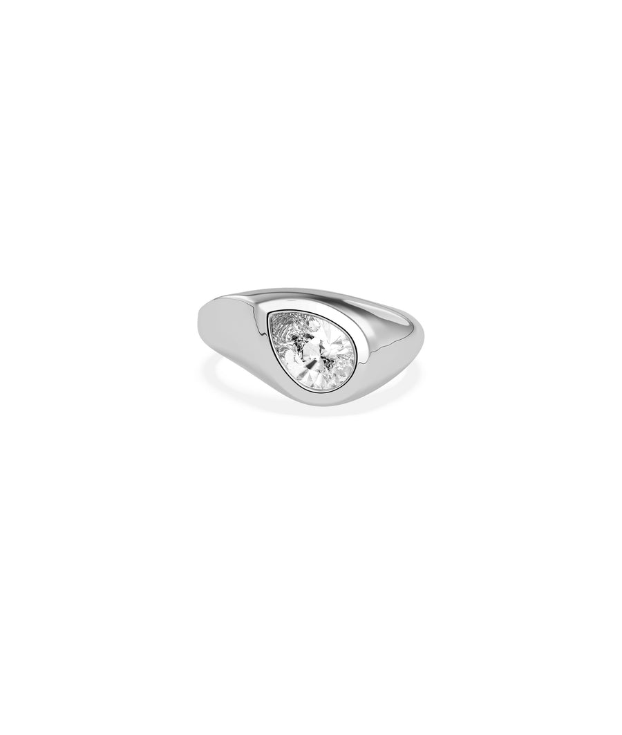 Bezel Pear Lab Diamond Signet Ring media