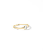 Half Gold Half Diamond Solitaire Band Ring media