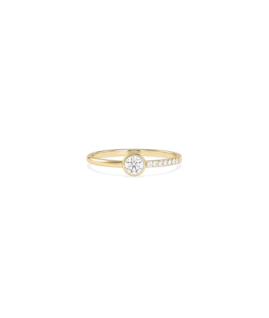 Half Gold Half Diamond Solitaire Band Ring media