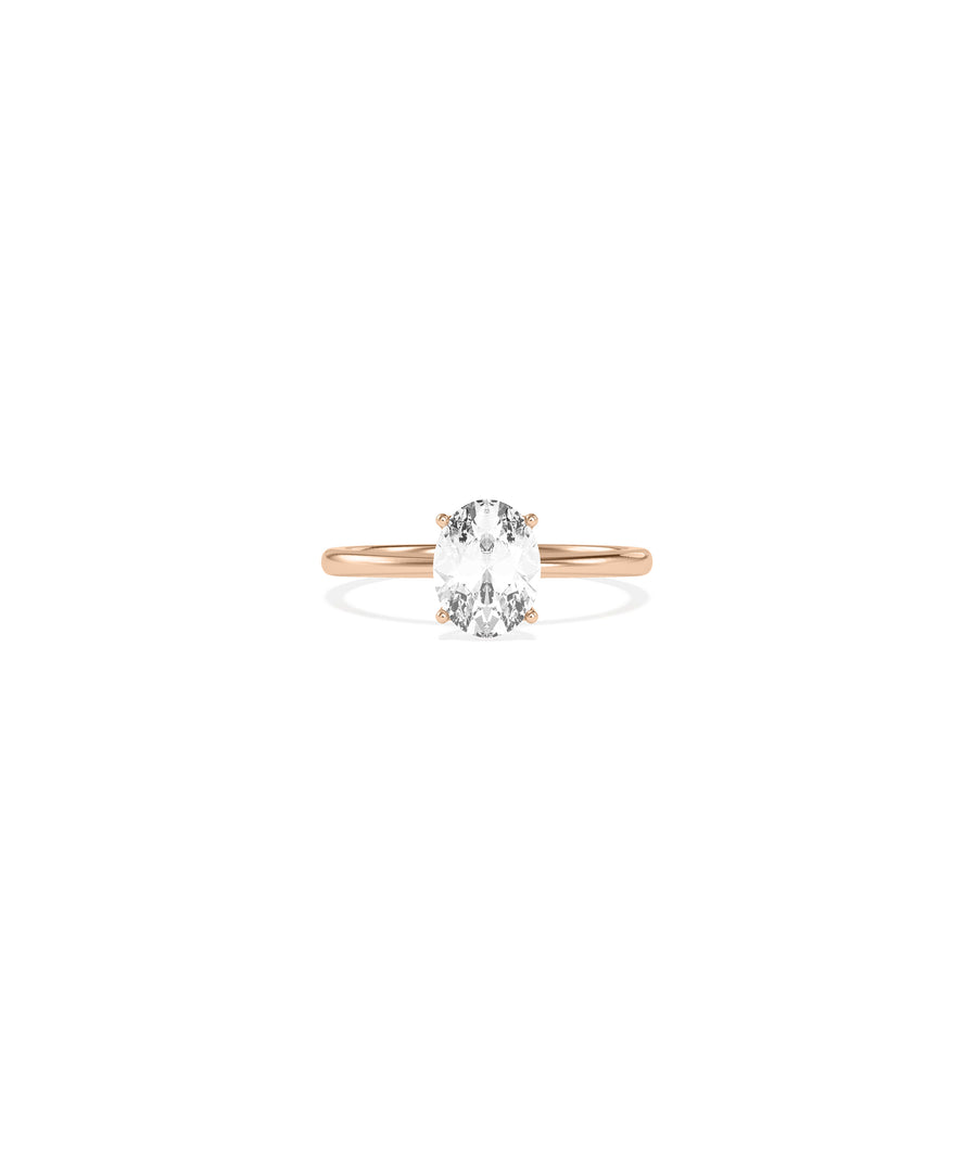Classic Four Prong Oval Solitaire Diamond Ring media