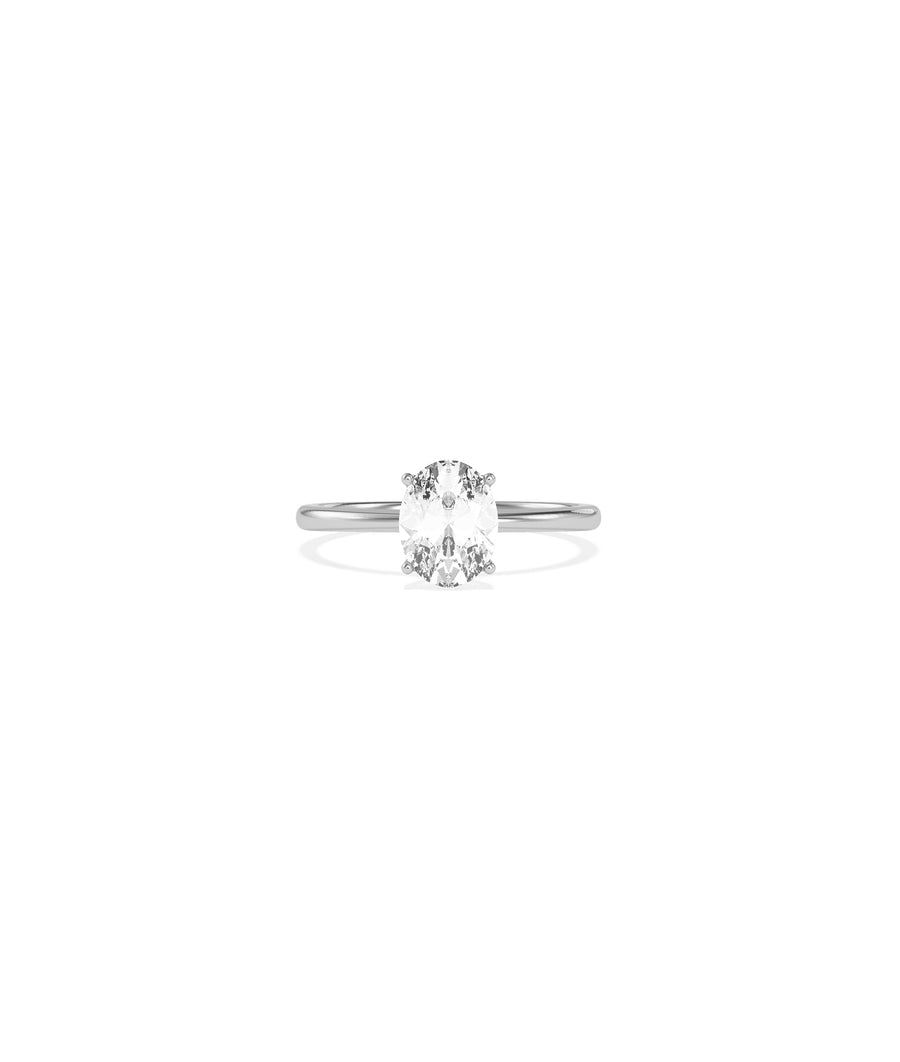 Classic Four Prong Oval Solitaire Diamond Ring media