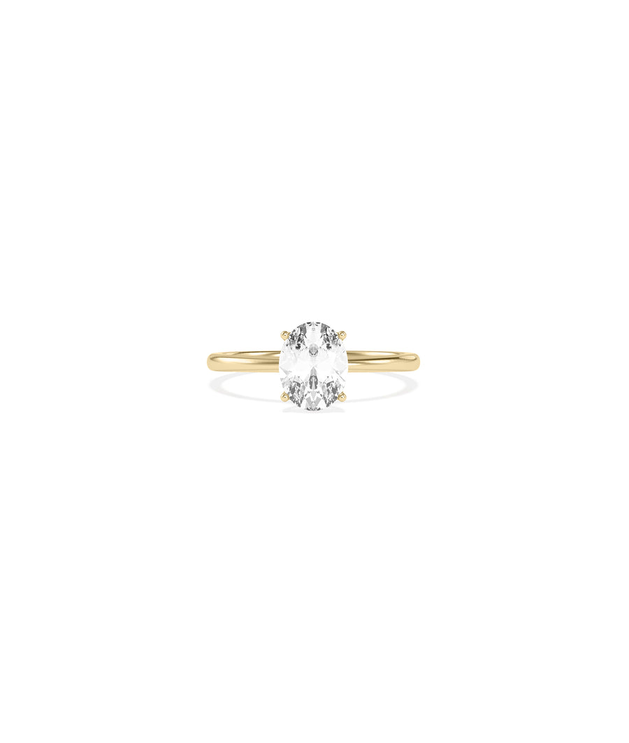 Classic Four Prong Oval Solitaire Diamond Ring media