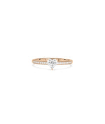Diamond pavé heart solitaire ring in rose gold setting