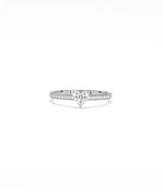 Diamond pavé heart solitaire ring in 14K white gold