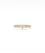 Diamond pavé heart solitaire ring in yellow gold