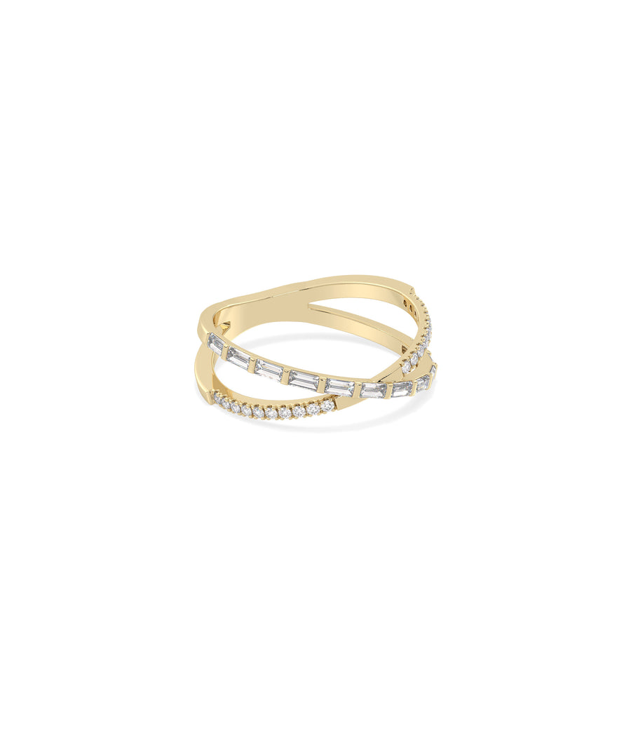 Diamond Baguette Criss-Cross Ring media
