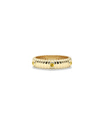 Station fluted band ring in 14K yellow gold with citrine gemstone
