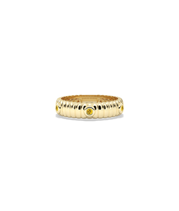 Station fluted band ring in 14K yellow gold with citrine gemstone alternate view