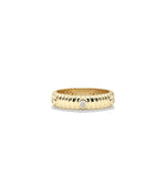 Station fluted band ring in 14K yellow gold with diamond stones