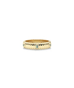 Station fluted band ring in 14K yellow gold with opal gemstone