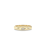 14K solid gold bezel set marquise band ring with diamond birthstone