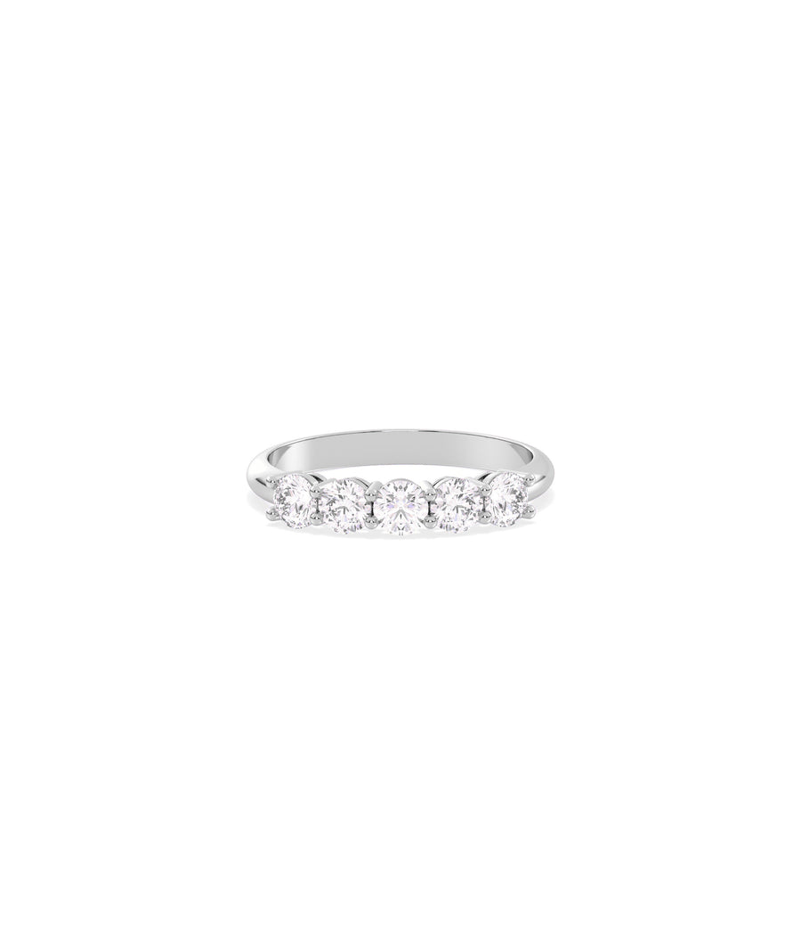 5-stone band ring in 14K solid white gold