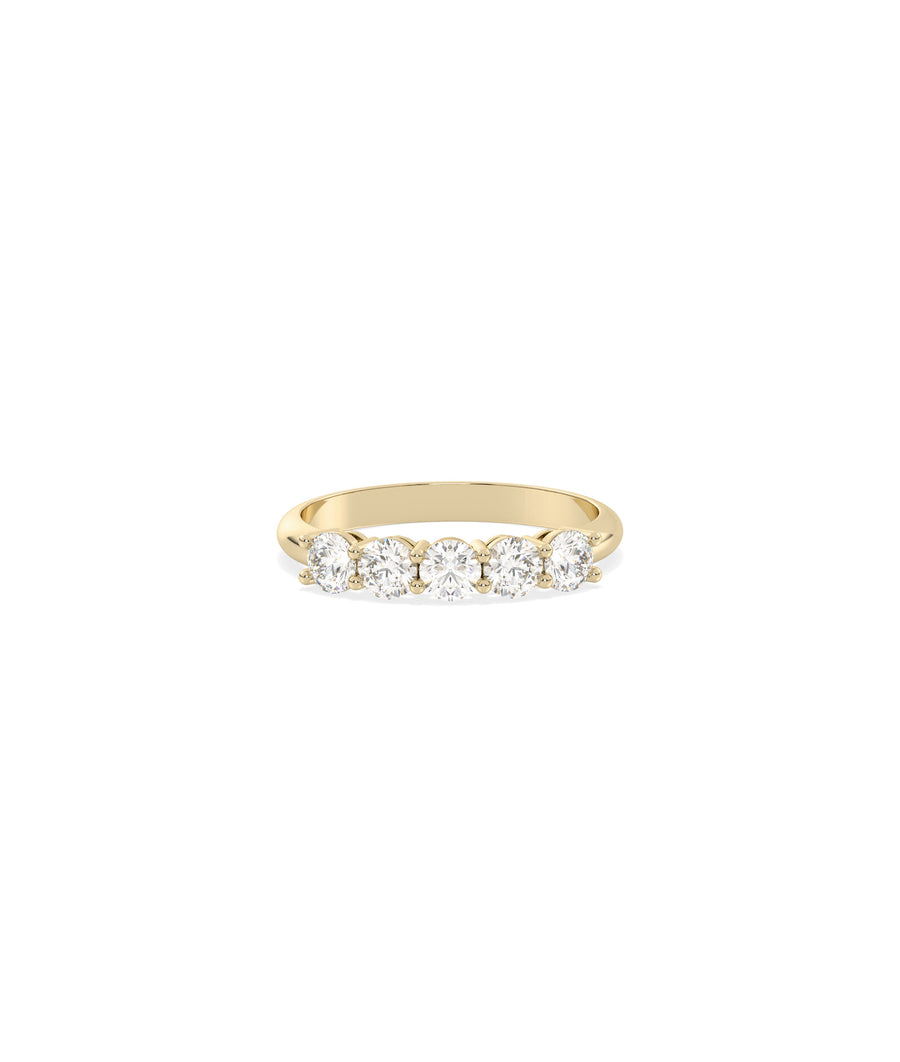 5-stone band ring in 14K solid yellow gold