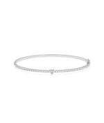 Straight Line Diamond Bangle with Solitaire - 79e | Everyday 14K Gold Jewelry