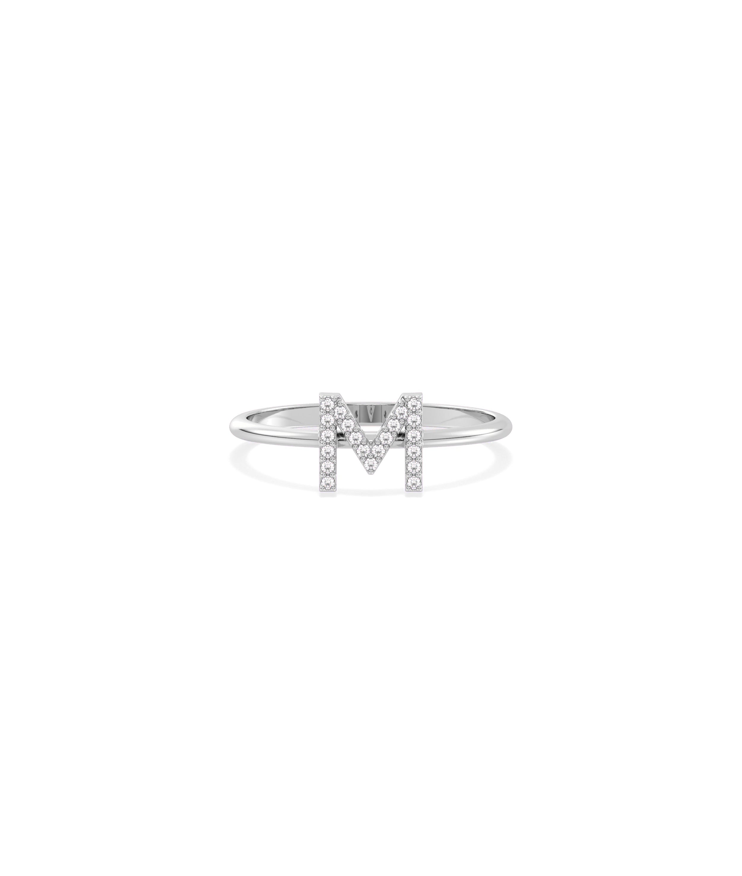 Lab diamond initial letter ring in 14K solid gold personalized