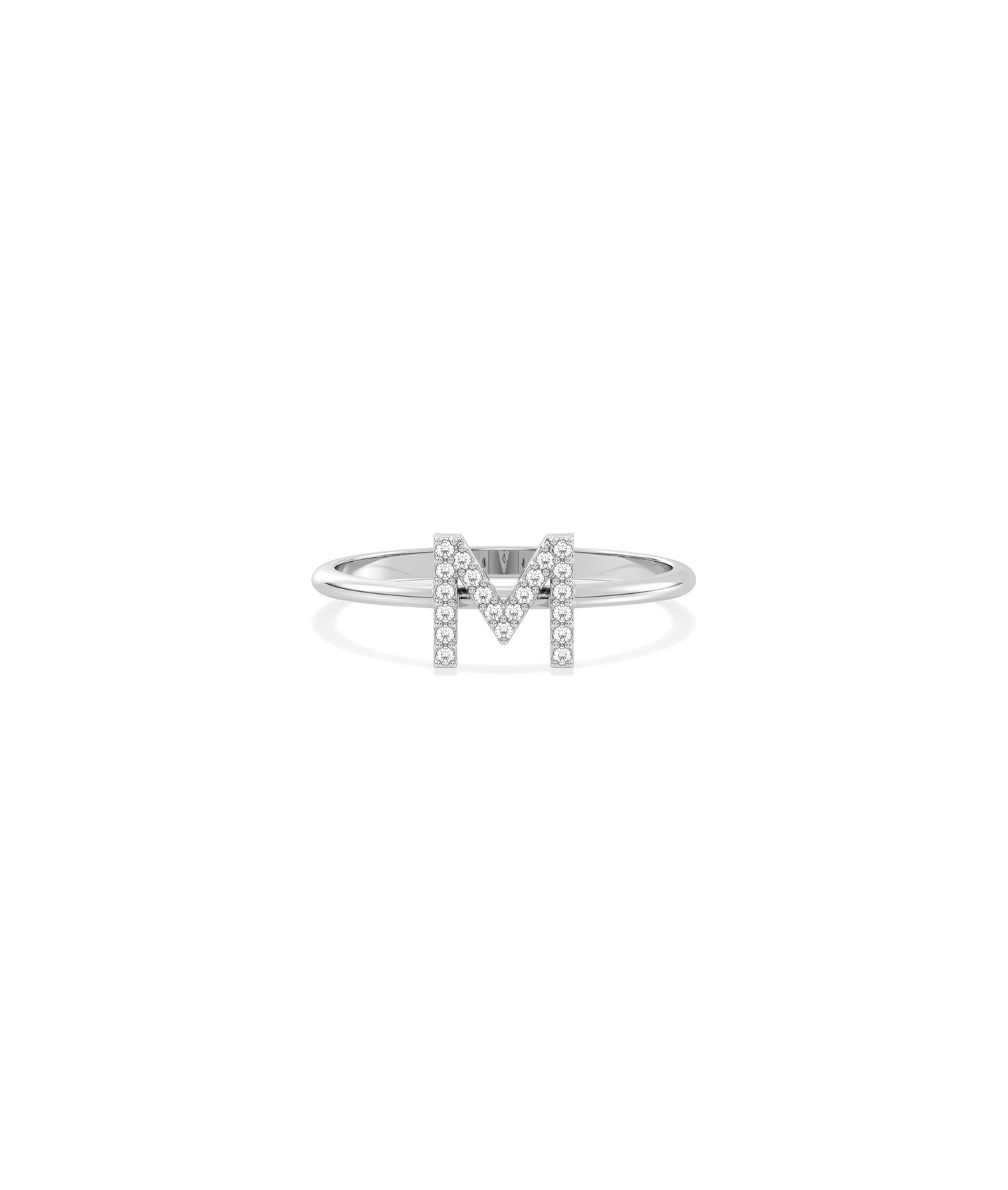 Lab diamond initial letter ring in 14K solid gold personalized