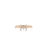 Lab diamond initial letter ring in 14K solid gold personalized