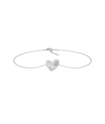 Abstract halo heart bracelet in 14K solid white gold