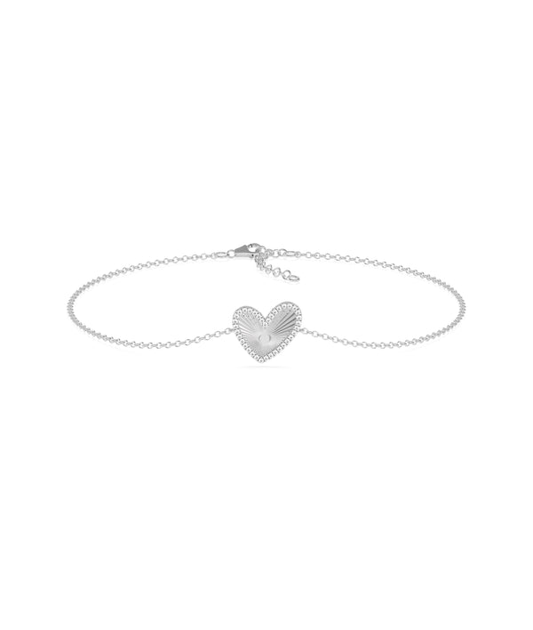 Abstract halo heart bracelet in 14K solid white gold alternate view