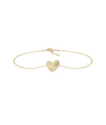 Abstract halo heart bracelet in 14K solid yellow gold