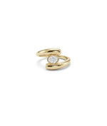 Bezel bypass oval diamond ring in 14K yellow gold
