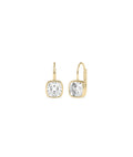 Bezel Cushion Diamond Drop Earrings