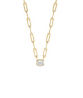 Bezel Diamond Solitaire Paper Clip Necklace