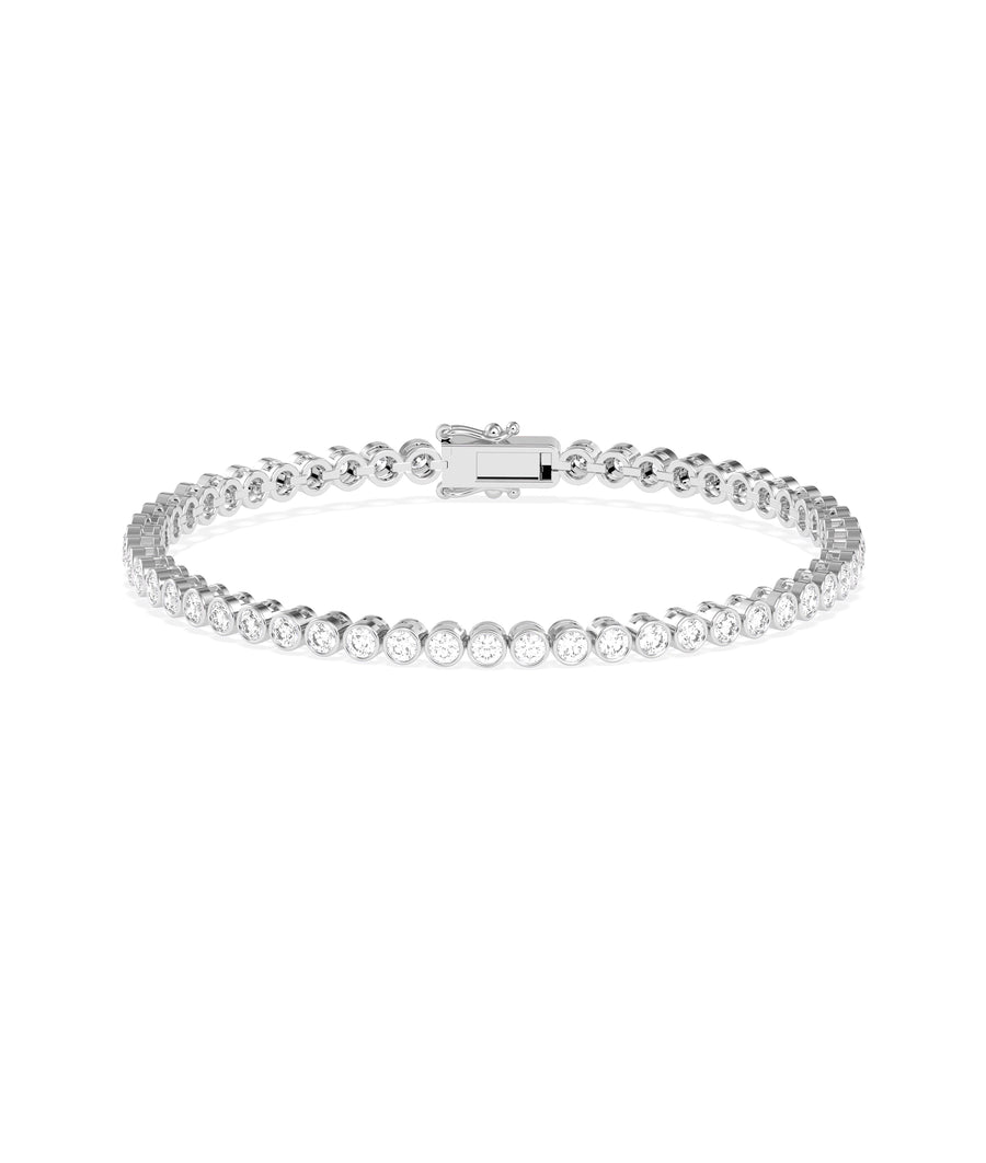 Bezel diamond tennis bracelet in 14K solid white gold