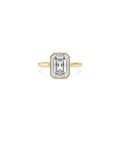 Bezel Emerald Lab Diamond Solitaire Ring