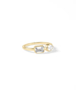 Bezel set emerald pear lab diamond ring in 14K yellow gold side view